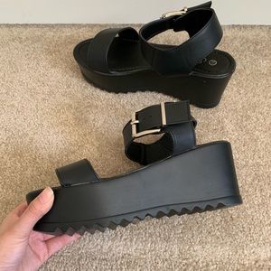 Black chunky platform sandals
